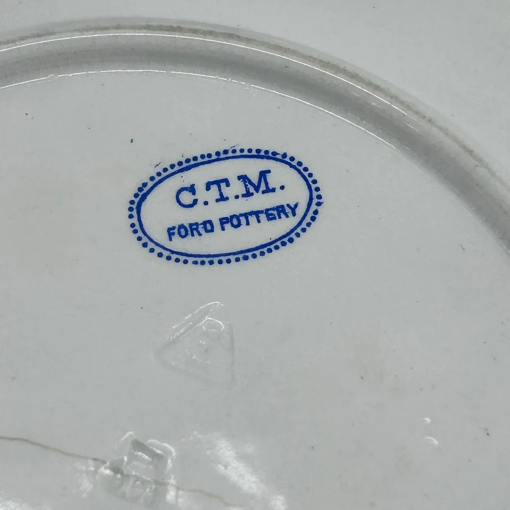 Antique C.T.M. Ford Pottery Blue Willow Transferware Plate Trivet 7